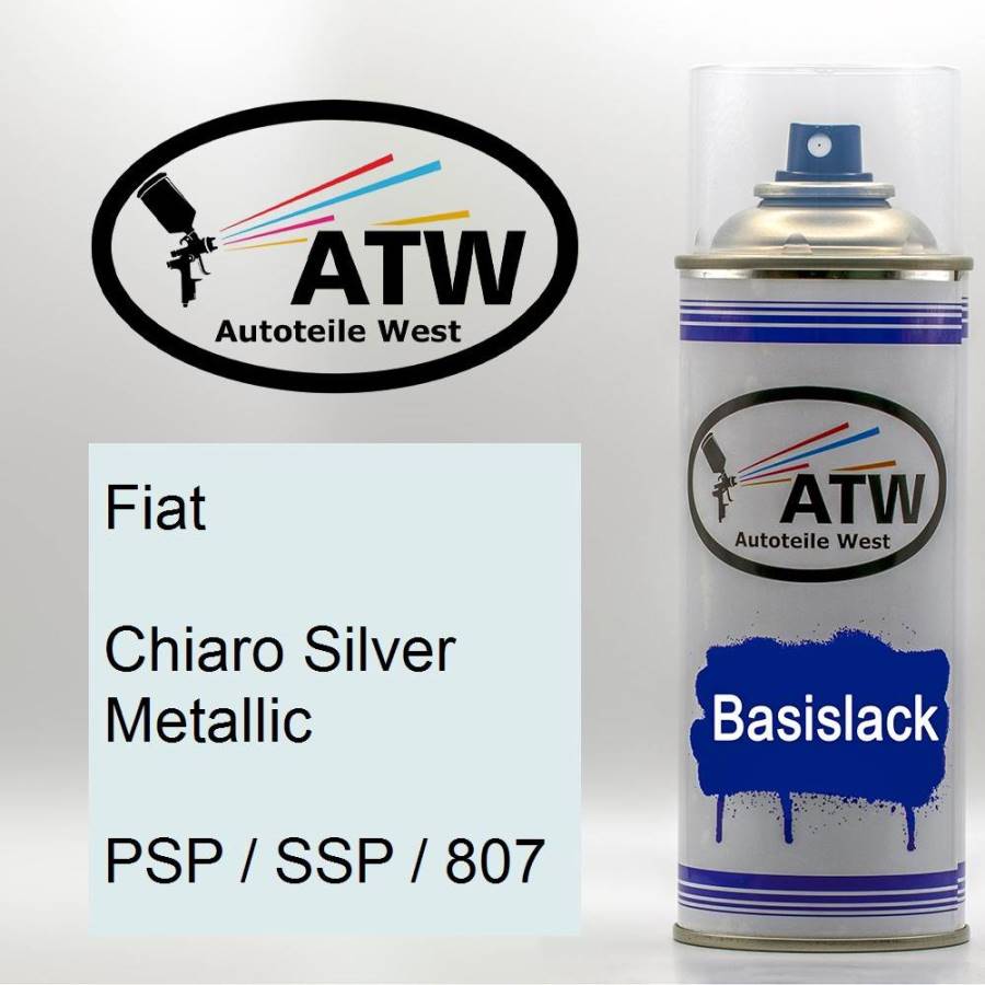Fiat, Chiaro Silver Metallic, PSP / SSP / 807: 400ml Sprühdose, von ATW Autoteile West.